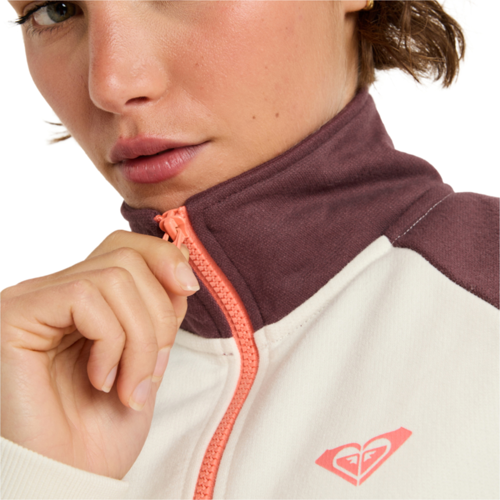 2025 Roxy Da Donna Essential Energy Boxy Half Zip Sport Fleece ERJFT05011 - Whisper White